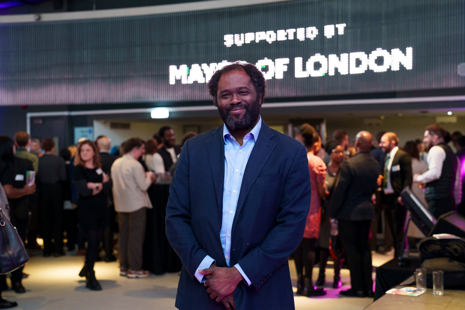 Ayo Akande at an evening event in London