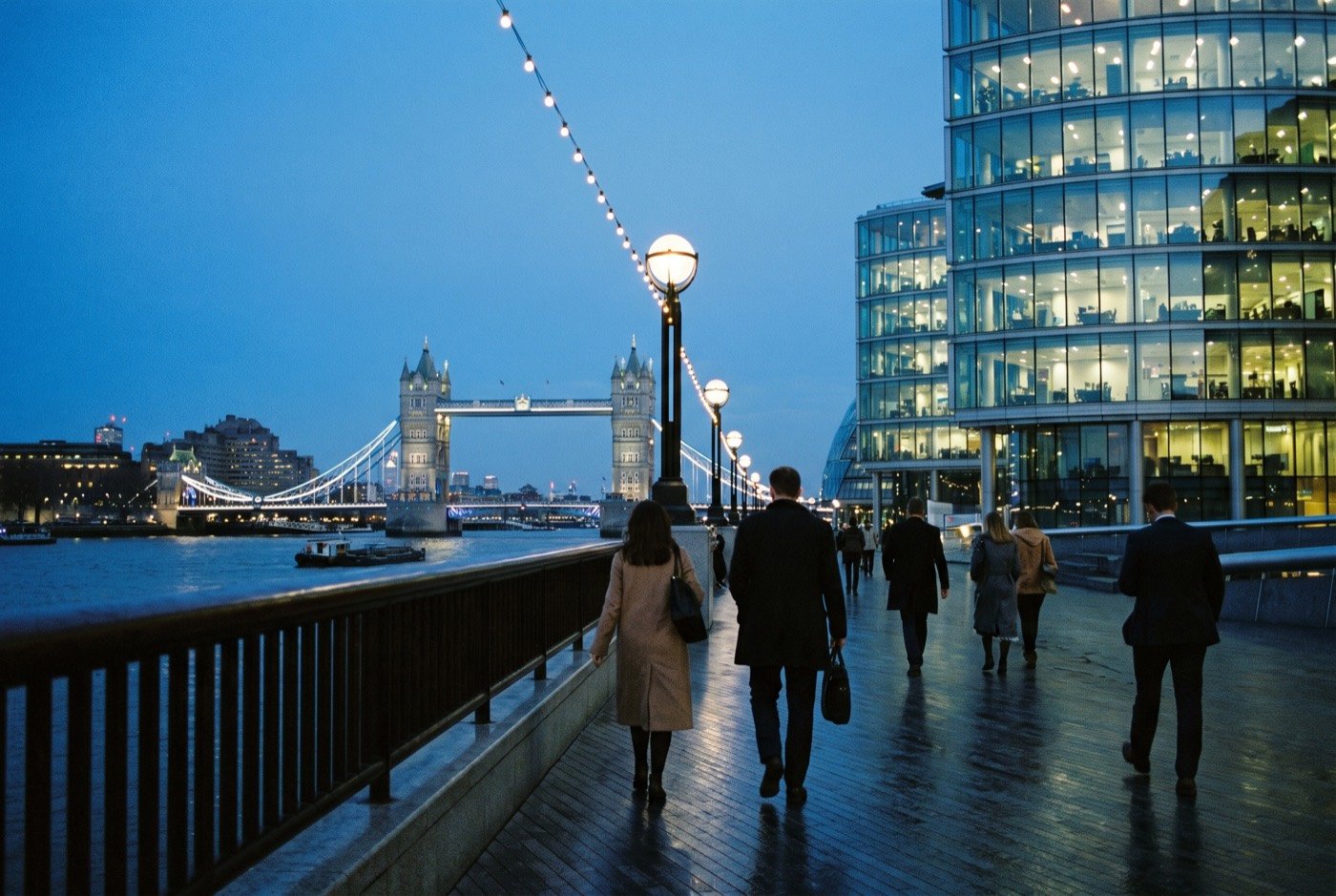 The Thames and Tower Bridge at dusk